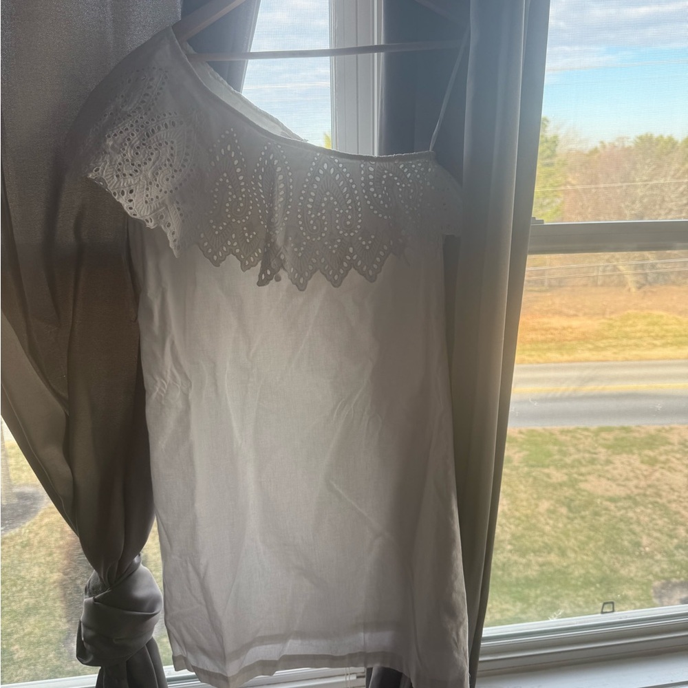 Mud Pie White Eyelet Lace Women's Blouse